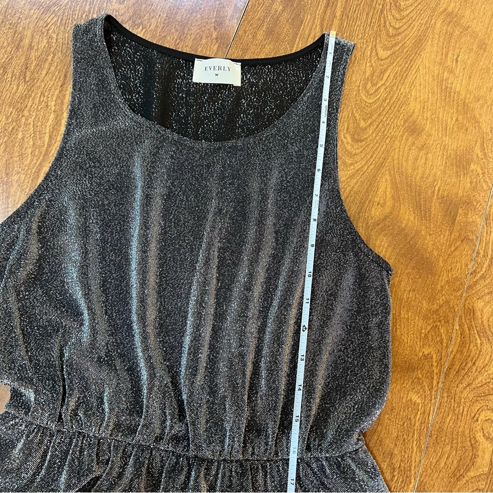 EVERLY Metallic Black CrewNeck Sleeveless Maxi Dress NWOT size M - Picture 10 of 11